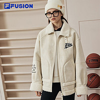 FILA FUSION斐乐潮牌针织外套女时尚休闲宽松翻领女装上衣 175/92A/XL