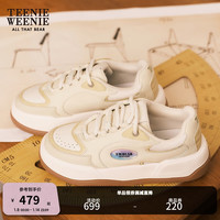 Teenie Weenie小熊秋冬时尚拼色低帮休闲厚底板鞋女鞋 浅黄色 36