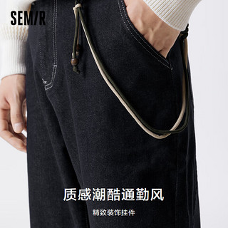 森马（Semir）牛仔裤男冬季经典时尚复古带挂饰潮牌通勤风直筒长裤103722124132 30