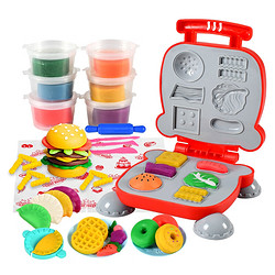 LiLi 力利 3D汉堡机彩泥套装礼盒儿童橡皮泥玩具模具幼儿超轻粘土16件套 6色彩泥