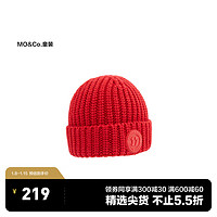 little MO&Co.little moco童装男女童粗针织帽胶质章仔毛线帽KBC4HAT005 大红色 3-12岁,均码