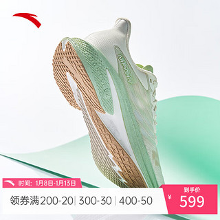 安踏马赫4代丨女鞋跑步鞋氮科技马赫4.0专业竞速训练运动鞋122415583 象牙白/融雪绿-6 36