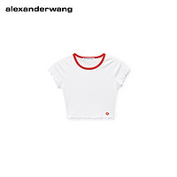 alexanderwang [早春新品]alexanderwang亚历山大王女士苹果徽标卷边罗纹短袖t恤
