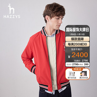 HAZZYS 哈吉斯 男装 2024春季新款外套双面穿夹克男ASVZU0BAU94 黑色BK 175/96A 48