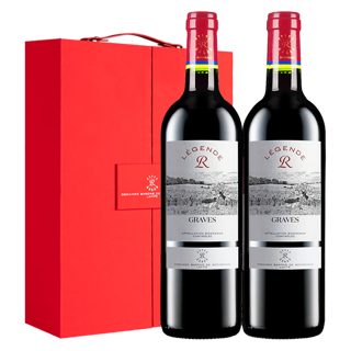 法国进口 罗斯柴尔德 传奇格拉夫精选产区AOC干红葡萄酒 750ml*2 礼盒装