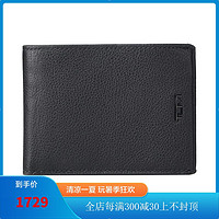 TUMI 途明 钱包女式Nassau Double Billfold纹理皮革钱包 短款钱包 Black Textured O