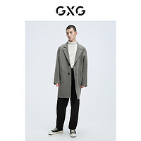 GXG 奥莱 冬季男灰绿休闲长款大衣#10C126006I