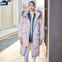 雪中飞 SNOWFLYING 大毛领长款加厚宽松中长款羽绒服