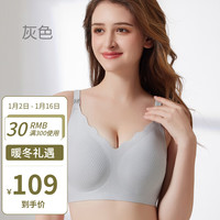 婧麒(JOYNCLEON)哺乳文胸内衣怀孕期哺乳胸罩产后前开扣无钢圈托聚拢美背 灰色 80B