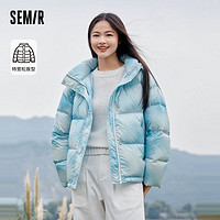 Semir 森马 羽绒服女晕染满印连帽面包服潮流冬季甜酷oversize外套设计感