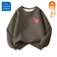 迷你真维斯 MINI JEANSWEST迷你真维斯女童卫衣秋冬加绒2023儿童保暖童装小女孩东装衣服 【加绒卫衣】爱心裤标烟灰色 120