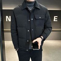 轻薄男士羽绒服冬季2023高端潮牌翻领口袋装饰加厚款男装外套