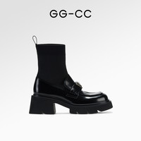 GG&CC GGCC冬季短靴英伦风乐福袜靴女厚底弹力靴