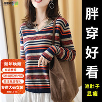 莎妮朵罗大码女装胖mm秋装打底衫女胖人宽松款遮肚子显瘦毛衣女15330 蓝色 3XL170~200斤