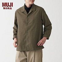 MUJI 無印良品 无印良品 MUJI 男女通用 法兰绒 开领衬衫 长袖休闲百搭衬衣 ACA71A1A 褪色米色 S-M