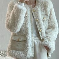 BTTKDL 小香风羊羔毛外套 米白