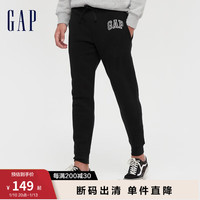Gap男女装秋冬美式复古抓绒运动卫裤618882装休闲长裤 黑色 170/85(XXS)