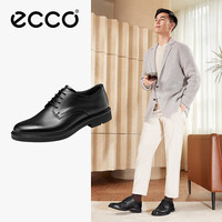 爱步(ECCO)休闲皮鞋男 商务正装鞋透气德比鞋 都市伦敦系列525604 黑色42 黑色52560401001