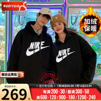 耐克(NIKE)套装装男女卫衣 春季保暖运动跑步卡通印花时尚连帽套头衫 黑色加绒单件BV2974-010男女同款 M/170/88A