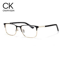 Calvin Klein简约眉线眼镜框男士方框商务魅力镜架配近视镜片 19312A 002BK-黑金色