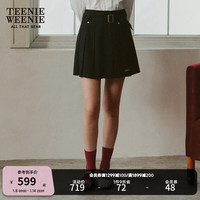 Teenie Weenie小熊2024年早春优可丝舒适学院风百褶裙A字短裙 黑色 155/XS