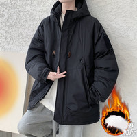 卡尔仕大码男装棉衣男冬季工装外套加厚棉服胖子加肥加大保暖潮棉袄 黑色 4XL(200-230斤)