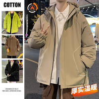 卡尔仕大码男装羽绒服男胖子加肥加大冬季外套加厚户外宽松休闲工装 卡其 6XL（240-260斤）