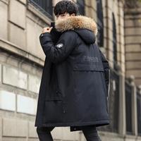 雪中飞 SNOWFLYING【貉子毛领】羽绒服男中长款连帽加厚保暖外套男