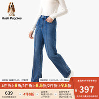 Hush Puppies暇步士女装2024春美式复古休闲宽松阔腿牛仔裤女 186牛仔蓝 26