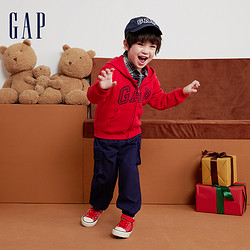 Gap 盖璞 男女幼童冬季休闲LOGO法式圈织软卫衣新年红连帽衫857671