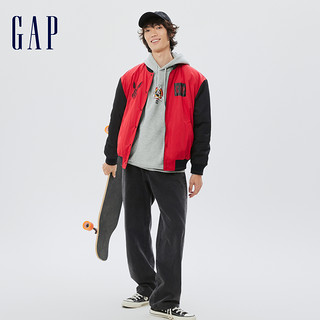 Gap男装冬季红色LOGO双面穿棉服506329运动潮流休闲棒球服外套