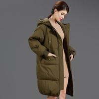 冰洁BENGEN 羽绒服女士连帽宽松面包服中长款过膝保暖外套女