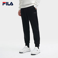 FILA 斐乐男士针织长裤2023冬舒适加绒运动裤 正黑色-BK 190/96A/XXXL