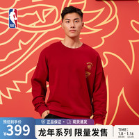 NBA龙年系列 芝加哥公牛队/湖人队圆领卫衣男套头衫秋冬运动外套 公牛队-深红色 M