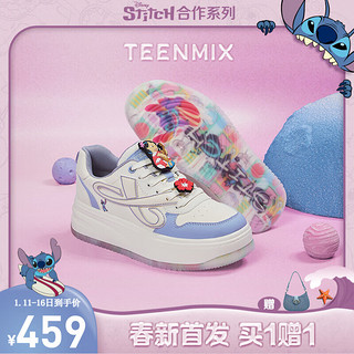 TEENMIX 天美意 女鞋史迪奇联名时尚休闲板鞋女2024春CNW21AM4 史迪奇蓝 34