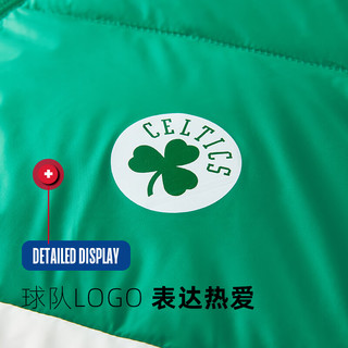 NBA球队故事系列 勇士队/湖人队/凯尔特人 秋冬男子拼色宽松羽绒服 波士顿凯尔特人/绿色 2XL