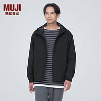 无印良品 MUJI 男式 不易沾水 风帽夹克 男士外套春季 AD0TTA4S 黑色 L (175/100A)