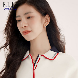 ELLE ACTIVE经典配色翻领卫衣女装冬时尚百搭加厚保暖舒适卫衣 白色 XL