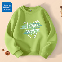 真维斯童装 JEANSWEST JNR男童卫衣2024儿童多巴胺上衣男孩加绒打底衫衣服春秋款套头衫 【春秋款】绿/J绿涂鸦笑脸 130cm
