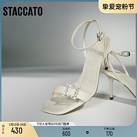 STACCATO 思加图 新款法式度假风高跟凉鞋凉鞋细跟女凉鞋子EBB24BL2