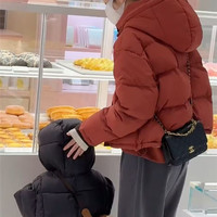 小个子短款羽绒服女加厚连帽冬季2023韩宽松高级感面包服外套