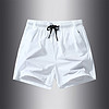GUZESHA运动短裤男士夏季冰丝透气3分裤训练跑步裤舒适弹力三分裤 白色 2XL