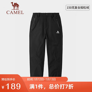 CAMEL 骆驼 户外软壳裤女防泼水束脚加绒保暖防风户外登山长裤男 A23CA6J034