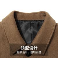狼族生活【含绵羊毛】冬季时尚休闲纯色保暖中长款翻领男式大衣