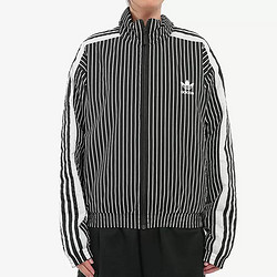 adidas ORIGINALS 女子冬季休闲潮酷显瘦长袖短款立领条纹保暖棉衣棉服运动外套夹克