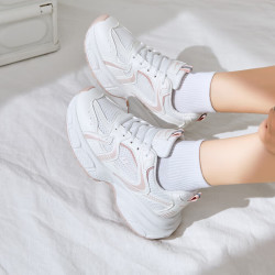 warrior回力休闲鞋女鞋学生运动鞋老爹鞋女厚底网面鞋wxys3476n白粉35