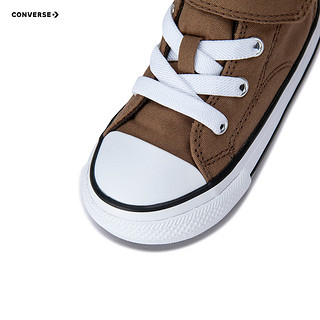 CONVERSE 匡威 儿童鞋婴童高帮魔术贴帆布鞋2024春季宝宝鞋A06363C 棕色 23码