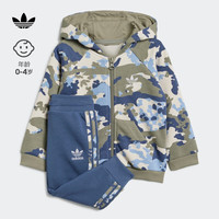 adidas运动连帽长袖套装男婴童春季阿迪达斯三叶草IR7831 卵石银灰 62CM