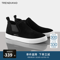 TRENDIANO简约休闲一脚蹬懒人鞋男鞋潮 黑色090(新增) 42
