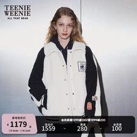 Teenie Weenie小熊女装2024早春仿羊羔毛撞色翻领外套保暖棉服 撞色 160/S